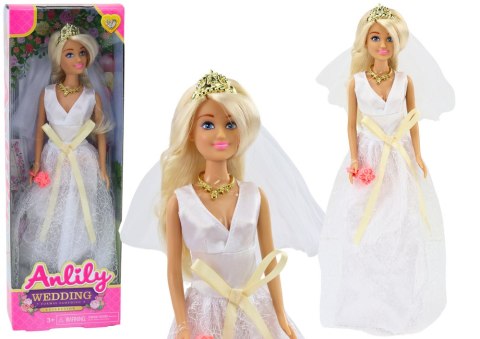 Lalka Anlily W Sukni Ślubnej Panna Młoda Bukiet Korona Naszyjnik LEAN Toys Lalka Anlily W Sukni Ślubnej Panna Młoda Bukiet Korona Naszyjnik LEAN Toys