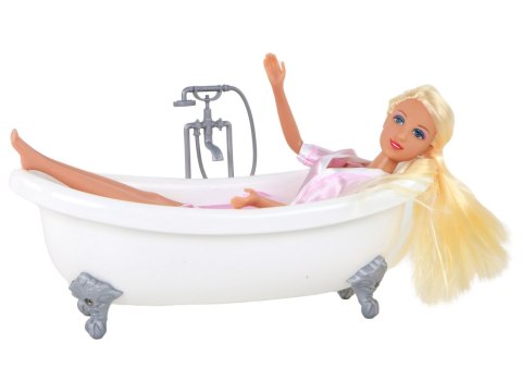 Lalka Dla Dzieci Długie Blond Włosy Szlafrok Różowy Wanna Łazienka LEAN Toys Lalka Dla Dzieci Długie Blond Włosy Szlafrok Różowy Wanna Łazienka LEAN Toys