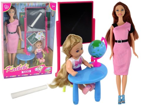 Lalka Dla Dzieci Nauczycielka Z Uczennicą Szkoła Tablica Globus Akcesoria LEAN Toys Lalka Dla Dzieci Nauczycielka Z Uczennicą Szkoła Tablica Globus Akcesoria LEAN Toys