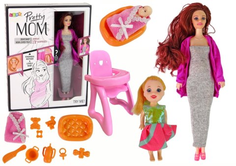 Lalka Dla Dzieci W Ciąży Długie Włosy Akcesoria LEAN Toys Lalka Dla Dzieci W Ciąży Długie Włosy Akcesoria LEAN Toys