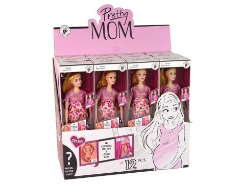 Lalka Dla Dzieci W Ciąży Różowa Sukienka Kwiaty LEAN Toys Lalka Dla Dzieci W Ciąży Różowa Sukienka Kwiaty LEAN Toys
