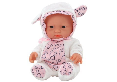 Mała Lalka Bobas Białe Ubranko Czapeczka Kokardka Uszy LEAN Toys Mała Lalka Bobas Białe Ubranko Czapeczka Kokardka Uszy LEAN Toys