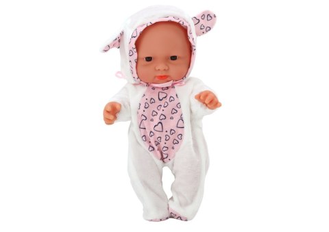 Mała Lalka Bobas Białe Ubranko Czapeczka Kokardka Uszy LEAN Toys Mała Lalka Bobas Białe Ubranko Czapeczka Kokardka Uszy LEAN Toys