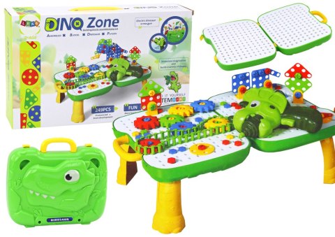 Stolik Walizka Zestaw DIY Układanka Klocki Dinozaur Wkrętarka 249 ele. LEAN Toys Stolik Walizka Zestaw DIY Układanka Klocki Dinozaur Wkrętarka 249 ele. LEAN Toys