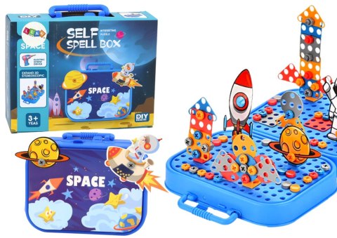 Walizka Zestaw DIY Układanka Klocki Kosmos Wkrętarka 228 ele. LEAN Toys Walizka Zestaw DIY Układanka Klocki Kosmos Wkrętarka 228 ele. LEAN Toys