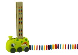 Autko Zielony Dinozaur na Baterie Układające Kolorowe Domino 4 Kolory Klocków LEAN Toys