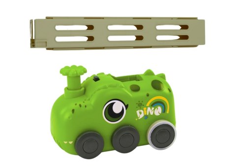 Autko Zielony Dinozaur na Baterie Układające Kolorowe Domino 4 Kolory Klocków LEAN Toys Autko Zielony Dinozaur na Baterie Układające Kolorowe Domino 4 Kolory Klocków LEAN Toys