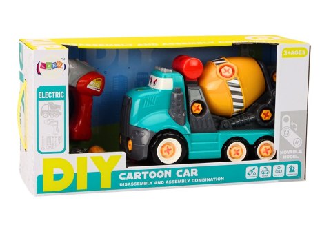 Ciężarówka Betoniarka Kreskówkowa Do Skręcania DIY Turkusowa LEAN Toys Ciężarówka Betoniarka Kreskówkowa Do Skręcania DIY Turkusowa LEAN Toys