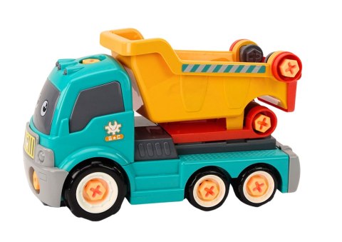 Ciężarówka Wywrotka Kreskówkowa Do Skręcania DIY Turkusowa LEAN Toys Ciężarówka Wywrotka Kreskówkowa Do Skręcania DIY Turkusowa LEAN Toys