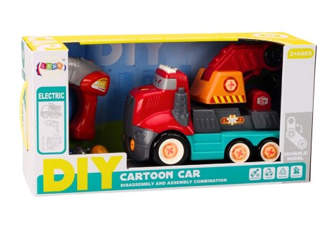 Ciężarówka Z Hakiem Kreskówkowa Do Rozkręcania DIY Czerwony Dźwig LEAN Toys Ciężarówka Z Hakiem Kreskówkowa Do Rozkręcania DIY Czerwony Dźwig LEAN Toys