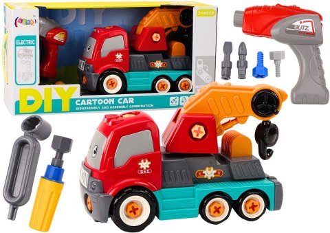 Ciężarówka Z Hakiem Kreskówkowa Do Skręcania DIY Pomarańczowy Dźwig LEAN Toys Ciężarówka Z Hakiem Kreskówkowa Do Skręcania DIY Pomarańczowy Dźwig LEAN Toys