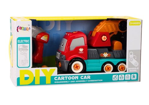 Ciężarówka Z Hakiem Kreskówkowa Do Skręcania DIY Pomarańczowy Dźwig LEAN Toys Ciężarówka Z Hakiem Kreskówkowa Do Skręcania DIY Pomarańczowy Dźwig LEAN Toys