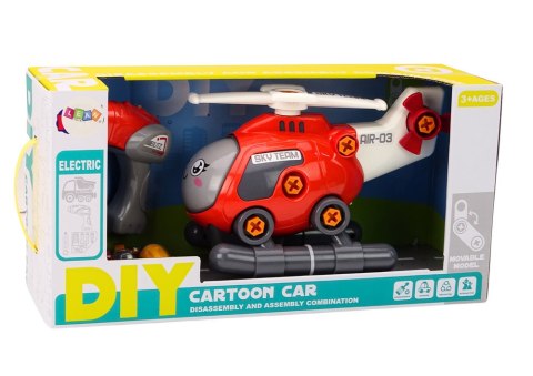 Helikopter Kreskówkowy Do Skręcania DIY Czerwony LEAN Toys Helikopter Kreskówkowy Do Skręcania DIY Czerwony LEAN Toys