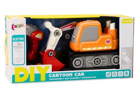 Koparka Gąsienicowa Kreskówkowa Do Skręcania DIY Pomarańczowa LEAN Toys Koparka Gąsienicowa Kreskówkowa Do Skręcania DIY Pomarańczowa LEAN Toys