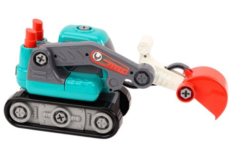 Koparka Gąsienicowa Kreskówkowa Do Skręcania DIY Turkusowa LEAN Toys Koparka Gąsienicowa Kreskówkowa Do Skręcania DIY Turkusowa LEAN Toys