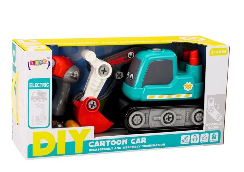 Koparka Gąsienicowa Kreskówkowa Do Skręcania DIY Turkusowa LEAN Toys Koparka Gąsienicowa Kreskówkowa Do Skręcania DIY Turkusowa LEAN Toys