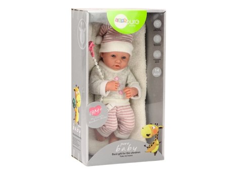 Lalka Bobas Sweterek Czapeczka W Paski Smoczek Różowy LEAN Toys Lalka Bobas Sweterek Czapeczka W Paski Smoczek Różowy LEAN Toys