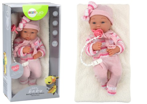 Lalka Bobas Sweterek w Paski Czapeczka Szalik Akcesoria Różowy LEAN Toys Lalka Bobas Sweterek w Paski Czapeczka Szalik Akcesoria Różowy LEAN Toys