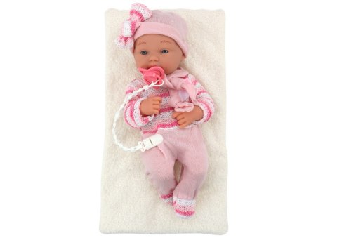 Lalka Bobas Sweterek w Paski Czapeczka Szalik Akcesoria Różowy LEAN Toys Lalka Bobas Sweterek w Paski Czapeczka Szalik Akcesoria Różowy LEAN Toys