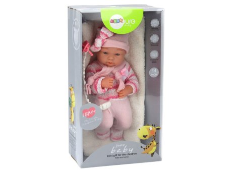 Lalka Bobas Sweterek w Paski Czapeczka Szalik Akcesoria Różowy LEAN Toys Lalka Bobas Sweterek w Paski Czapeczka Szalik Akcesoria Różowy LEAN Toys