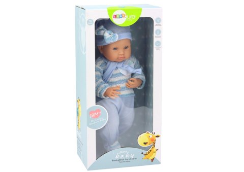 Lalka Bobas Sweterek w Paski Czapeczka Szalik Niebieski LEAN Toys Lalka Bobas Sweterek w Paski Czapeczka Szalik Niebieski LEAN Toys