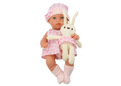 Lalka Bobas W Nosidełku Króliczek Ubranko w Kratę Różowy LEAN Toys Lalka Bobas W Nosidełku Króliczek Ubranko w Kratę Różowy LEAN Toys