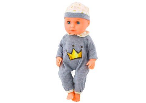 Lalka Bobas W Siwej Piżamce Siusiająca Butelka Smoczek Dźwięki LEAN Toys Lalka Bobas W Siwej Piżamce Siusiająca Butelka Smoczek Dźwięki LEAN Toys
