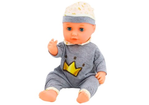 Lalka Bobas W Siwej Piżamce Siusiająca Butelka Smoczek Dźwięki LEAN Toys Lalka Bobas W Siwej Piżamce Siusiająca Butelka Smoczek Dźwięki LEAN Toys