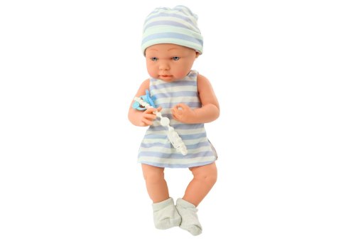 Lalka Bobas w Biało-Niebieskim Ubranku Czapeczka Smoczek Śliniaczek Kołderka LEAN Toys Lalka Bobas w Biało-Niebieskim Ubranku Czapeczka Smoczek Śliniaczek Kołderka LEAN Toys