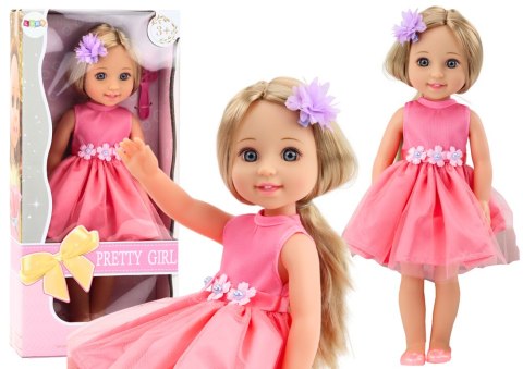 Lalka Długie Włosy Różowa Sukienka Spinka Szczotka 38cm LEAN Toys Lalka Długie Włosy Różowa Sukienka Spinka Szczotka 38cm LEAN Toys