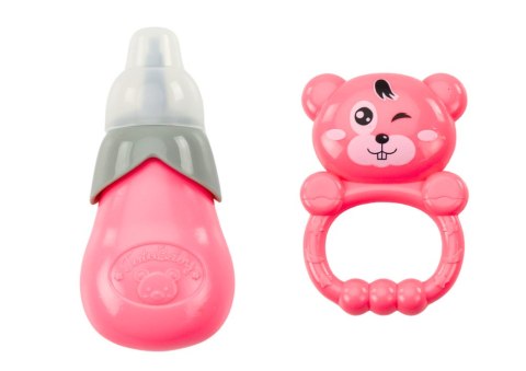 Lalka W Granatowej Sukience Siusiająca Butelka Grzechotka Dźwięki LEAN Toys Lalka W Granatowej Sukience Siusiająca Butelka Grzechotka Dźwięki LEAN Toys