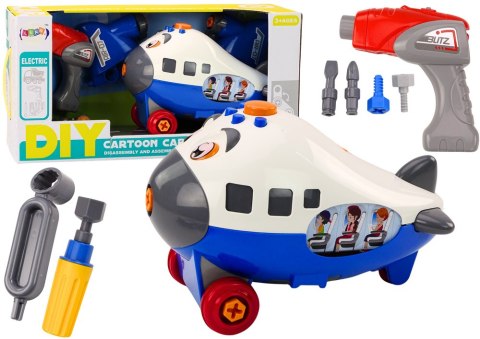 Samolot Kreskówkowy Do Skręcania Skrzydła DIY Niebieski LEAN Toys Samolot Kreskówkowy Do Skręcania Skrzydła DIY Niebieski LEAN Toys