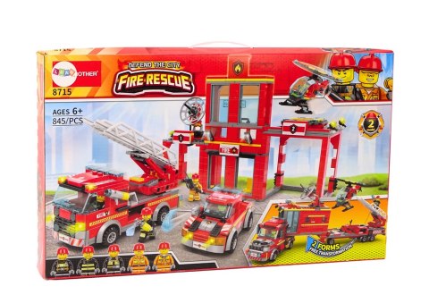 Zestaw Klocków Straż Pożarna Baza Wóz Auto Helikopter 845 El LEAN Toys Zestaw Klocków Straż Pożarna Baza Wóz Auto Helikopter 845 El LEAN Toys