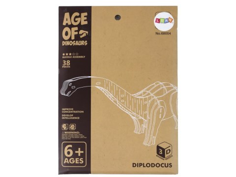 Drewniane Puzzle Przestrzenne 3D Brontozaur Składanka Edukacyjna 38 Elementów Drewniane Puzzle Przestrzenne 3D Brontozaur Składanka Edukacyjna 38 Elementów