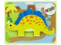 Drewniane Puzzle Dinozaur Stegosaurus Żółty Oviraptor Żółty Drewniane Puzzle Dinozaur Stegosaurus Żółty Oviraptor Żółty