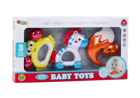 Zestaw Zabawek Dla Niemowlaka Grzechotki Gryzaczki Zebra Krab Lis 3 Szt Zestaw Zabawek Dla Niemowlaka Grzechotki Gryzaczki Zebra Krab Lis 3 Szt