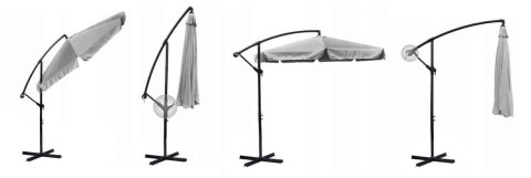 Parasol ogrodowy składany 8 segmentów szary 350cm Parasol ogrodowy składany 8 segmentów szary 350cm
