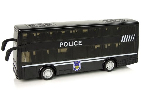 Autobus Policyjny Dwupiętrowy Czarny z Napędem Frykcyjnym Autobus Policyjny Dwupiętrowy Czarny z Napędem Frykcyjnym