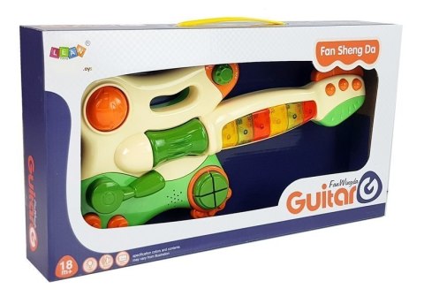 Interaktywna Gitara Pianinko Dla Dzieci Dźwięk Światło Zielona Interaktywna Gitara Pianinko Dla Dzieci Dźwięk Światło Zielona