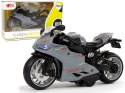 Motocykl Sportowy Szary Pomarańczowe Pasy 1:12 Napęd Pull-Back Dźwięk Światła Motocykl Sportowy Szary Pomarańczowe Pasy 1:12 Napęd Pull-Back Dźwięk Światła