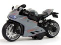 Motocykl Sportowy Szary Pomarańczowe Pasy 1:12 Napęd Pull-Back Dźwięk Światła Motocykl Sportowy Szary Pomarańczowe Pasy 1:12 Napęd Pull-Back Dźwięk Światła