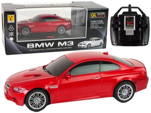 Auto R/C BMW M3 Pilot Światła 1:28 Czerwone Auto R/C BMW M3 Pilot Światła 1:28 Czerwone