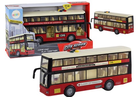 Autobus Piętrowy Miejski Światła Dźwięki Czerwony 1:16 Autobus Piętrowy Miejski Światła Dźwięki Czerwony 1:16