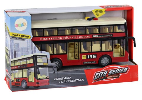 Autobus Piętrowy Miejski Światła Dźwięki Czerwony 1:16 Autobus Piętrowy Miejski Światła Dźwięki Czerwony 1:16