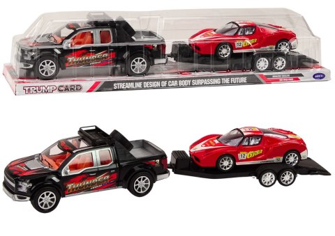 Auto Pickup Z Lawetą Naczepą Auto Sportowe Terenowe Zestaw Auto Pickup Z Lawetą Naczepą Auto Sportowe Terenowe Zestaw