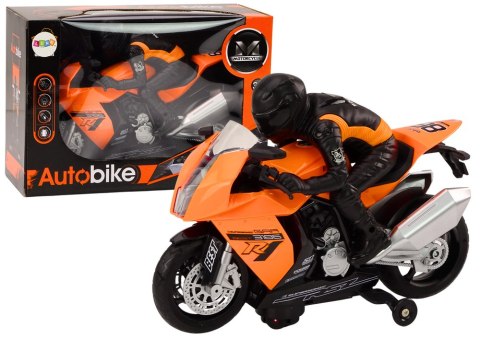 Motor Z Motocyklistą Światła Dźwięki Czujnik Przeszkód Pomarańczowy Motor Z Motocyklistą Światła Dźwięki Czujnik Przeszkód Pomarańczowy