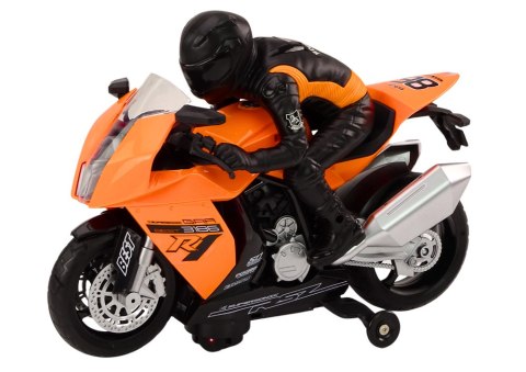 Motor Z Motocyklistą Światła Dźwięki Czujnik Przeszkód Pomarańczowy Motor Z Motocyklistą Światła Dźwięki Czujnik Przeszkód Pomarańczowy