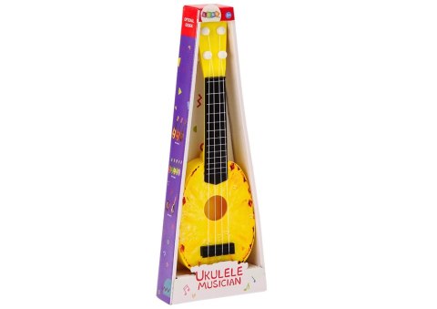 Ukulele Dla Dzieci Mini Gitara 4 Struny Motyw Ananasa Gitarka Żółta 15″ Ukulele Dla Dzieci Mini Gitara 4 Struny Motyw Ananasa Gitarka Żółta 15″