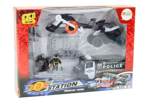 Zestaw Policyjny Wóz Quad Figurki Helikopter Światła Dźwięki Zestaw Policyjny Wóz Quad Figurki Helikopter Światła Dźwięki