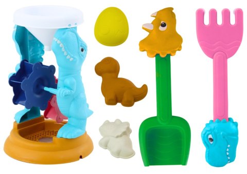 Zestaw Zabawek Do Piasku Młynek Łopatka Grabki Foremki Dinozaury Zestaw Zabawek Do Piasku Młynek Łopatka Grabki Foremki Dinozaury